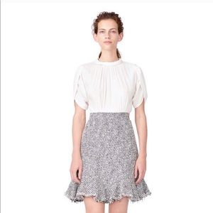 NWT Rebecca Taylor Petal Sleeve Silk + Tweed Dress